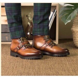 Adorsi Cognac Calf Leather Hiking Boots Men’s Size 9.5